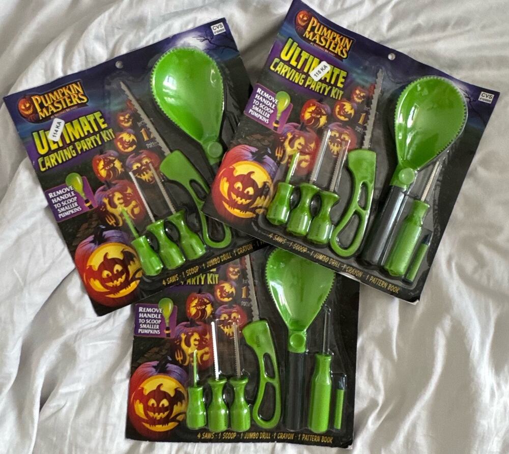 Pumpkin Masters All-in-one Pumpkin Carving Kit 12 pieces Each ~ Lot Of 3 New!